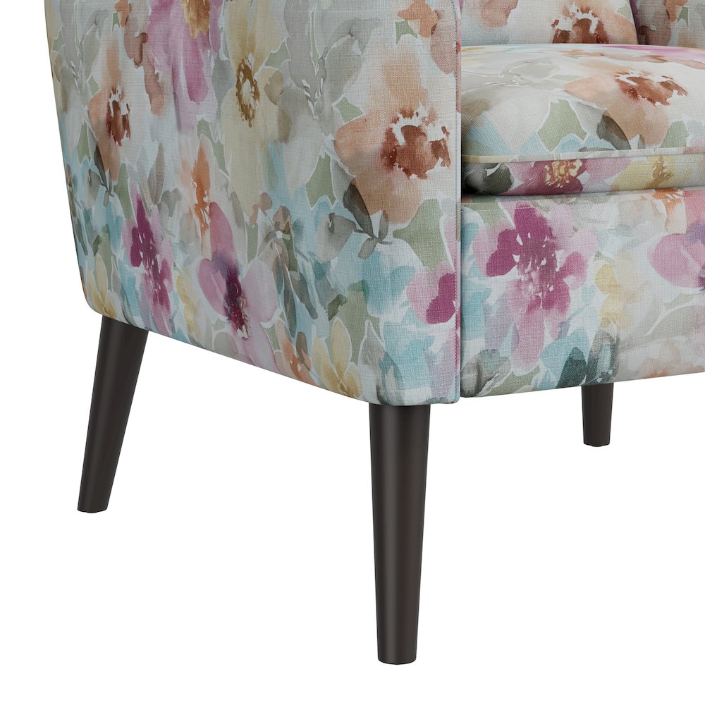 Allyson Mid-Century Modern Armchair in Pastel Pink Floral. Picture 6