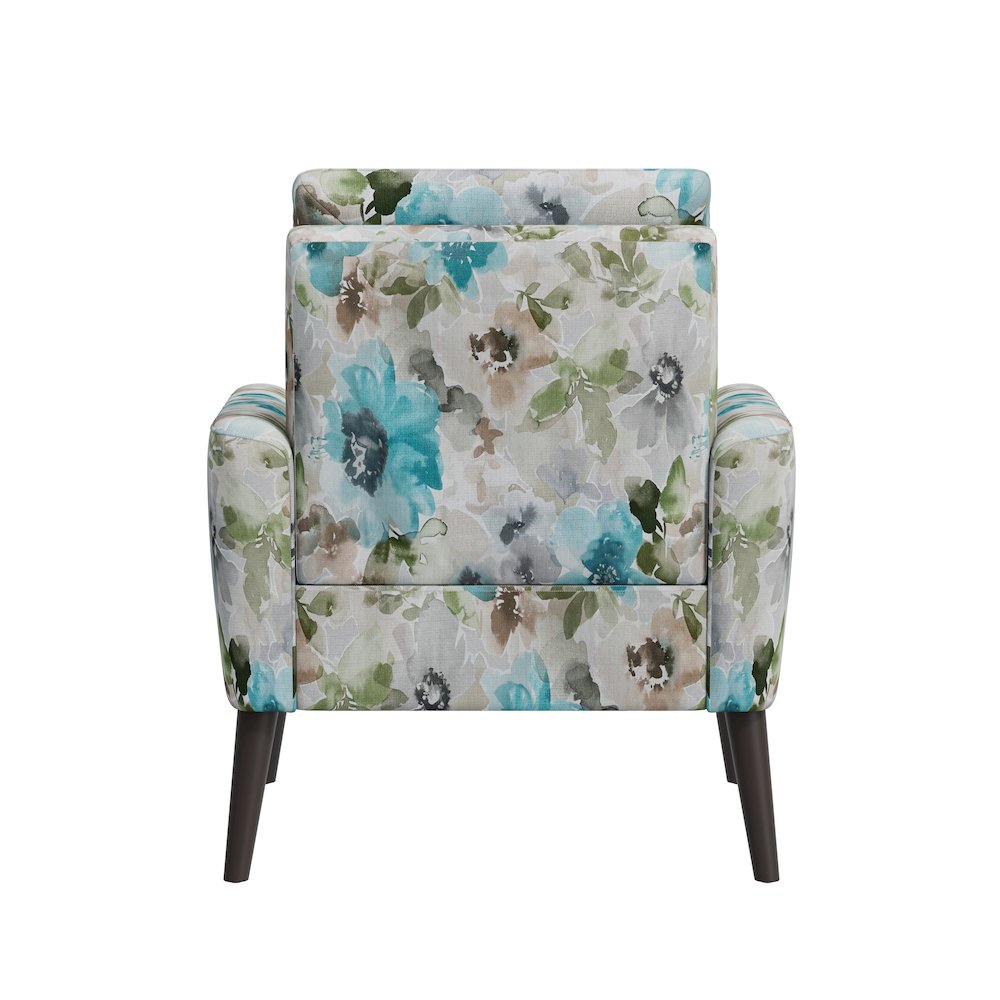 Allyson Mid-Century Modern Armchair in Blue and Gray Floral. Picture 5