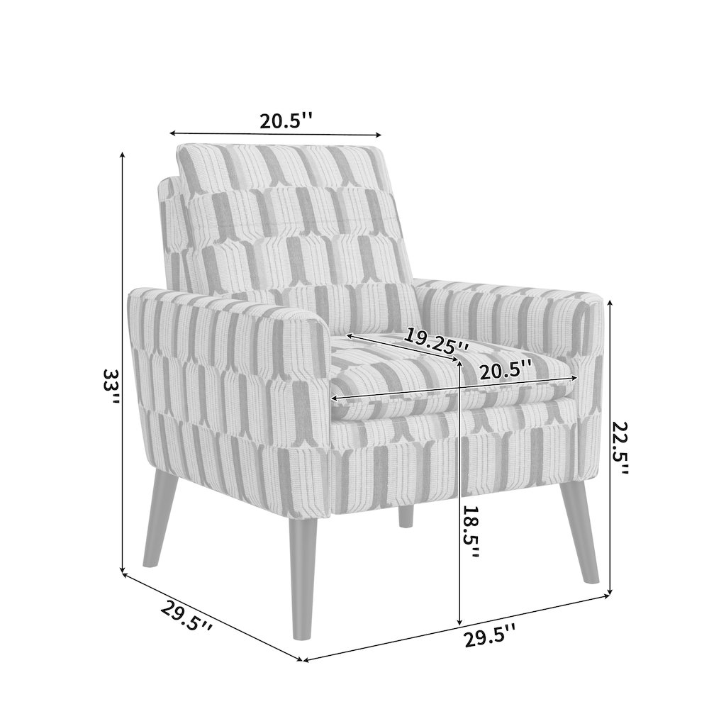 Allyson Mid-Century Modern Armchair in Blue and Gray Floral. Picture 7