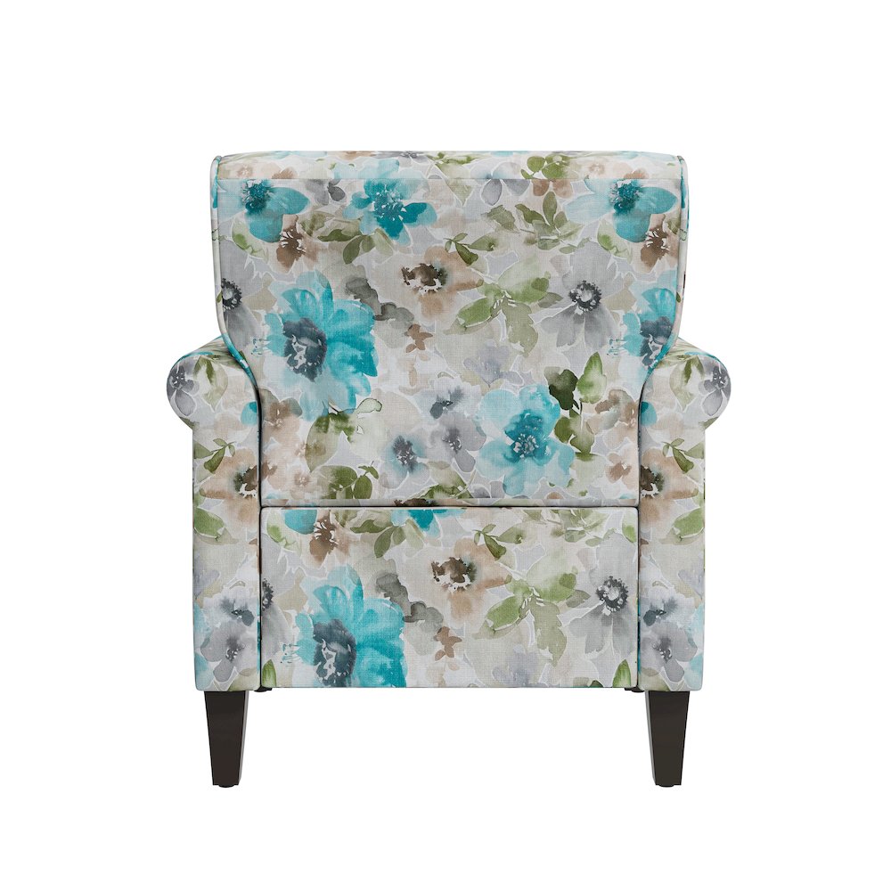 Rolled Arm Chair with Nailheads in Blue and Gray Floral. Picture 4