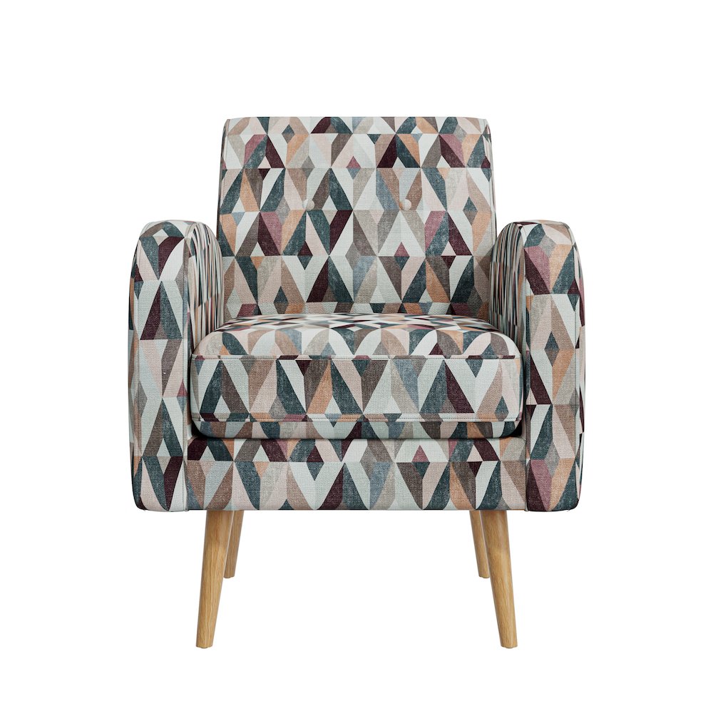 Mid-Century Modern Armchair in Multi-Color Red and Tan Prism. Picture 2