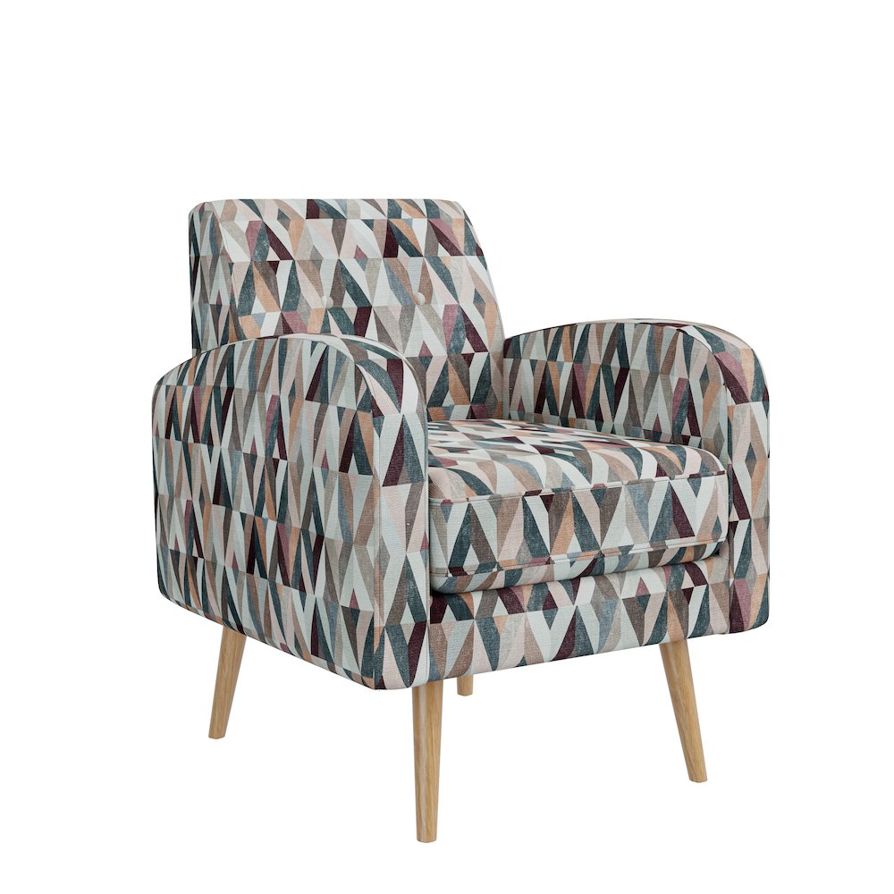 Mid-Century Modern Armchair in Multi-Color Red and Tan Prism. Picture 1