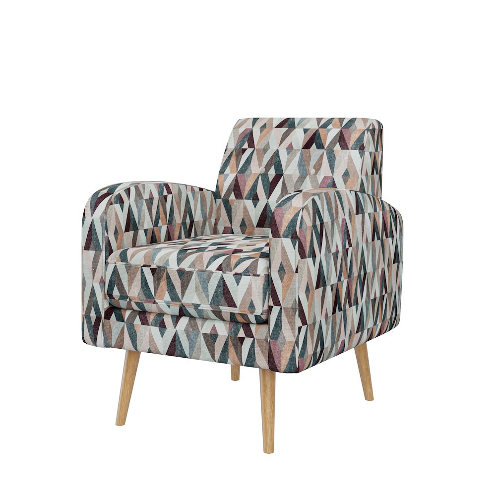 Mid-Century Modern Armchair in Multi-Color Red and Tan Prism. Picture 3