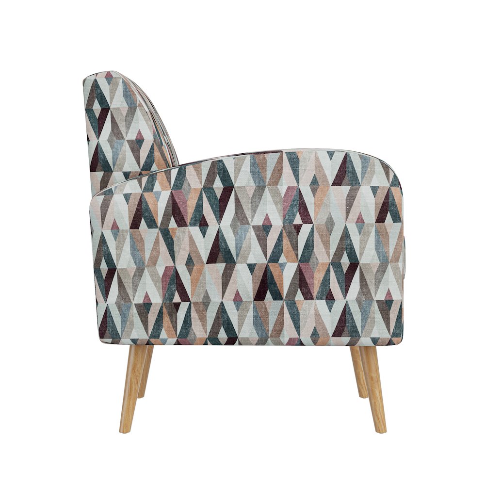 Mid-Century Modern Armchair in Multi-Color Red and Tan Prism. Picture 4