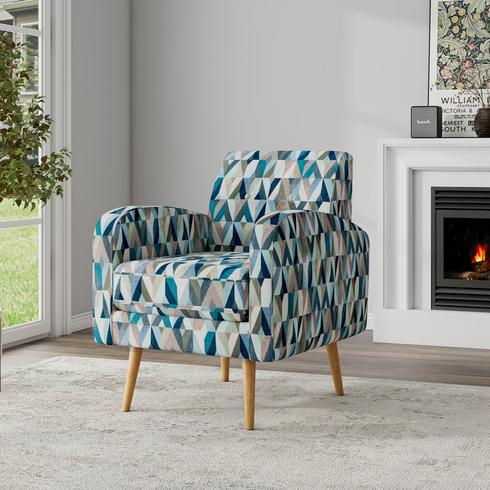 Mid-Century Modern Armchair in Vibrant Multi-Blue Prism. Picture 8