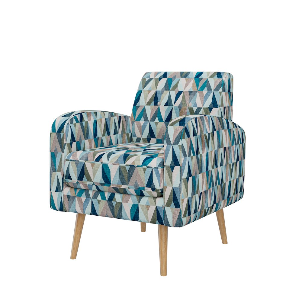 Mid-Century Modern Armchair in Vibrant Multi-Blue Prism. Picture 3