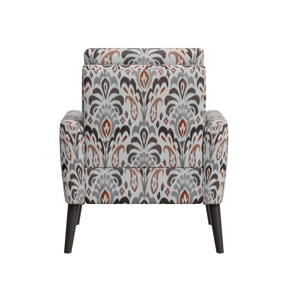 Mid-Century Modern Armchair in Amber and Gray Damask. Picture 5