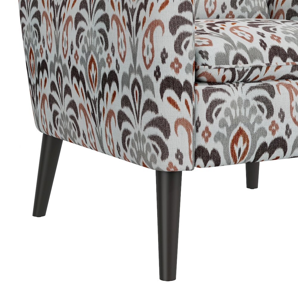 Mid-Century Modern Armchair in Amber and Gray Damask. Picture 6