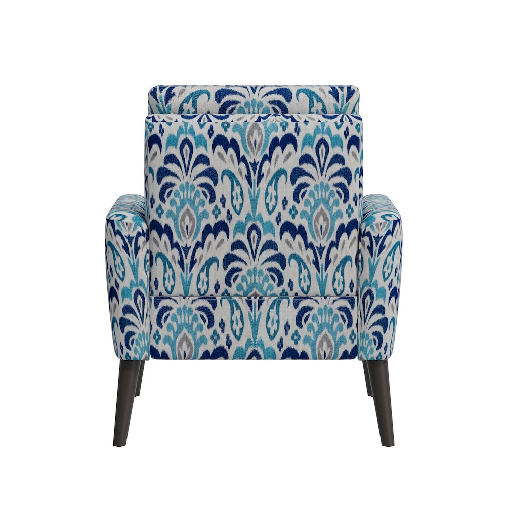 Mid-Century Modern Armchair in Cobalt Blue and Gray Damask. Picture 5