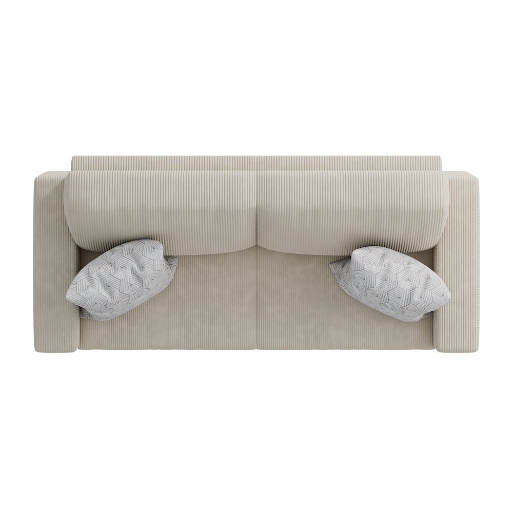 Small Space Sofa in Soft and Comfy Tan Corduroy Fabric. Picture 5