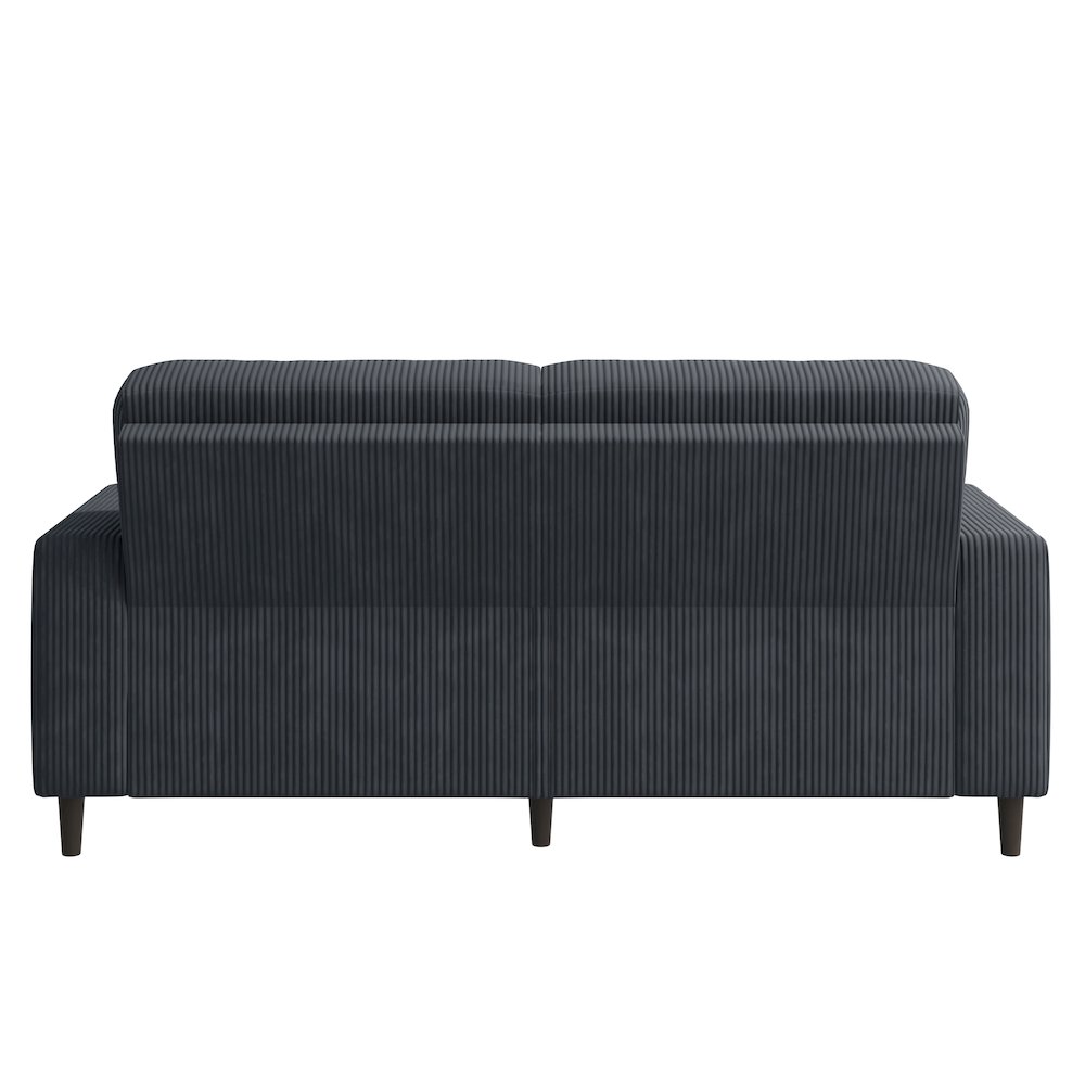 Small Space Sofa in Soft Comfy Charcoal Gray Corduroy Fabric. Picture 4