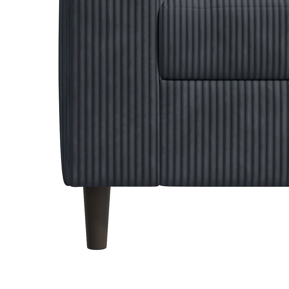 Small Space Sofa in Soft Comfy Charcoal Gray Corduroy Fabric. Picture 6
