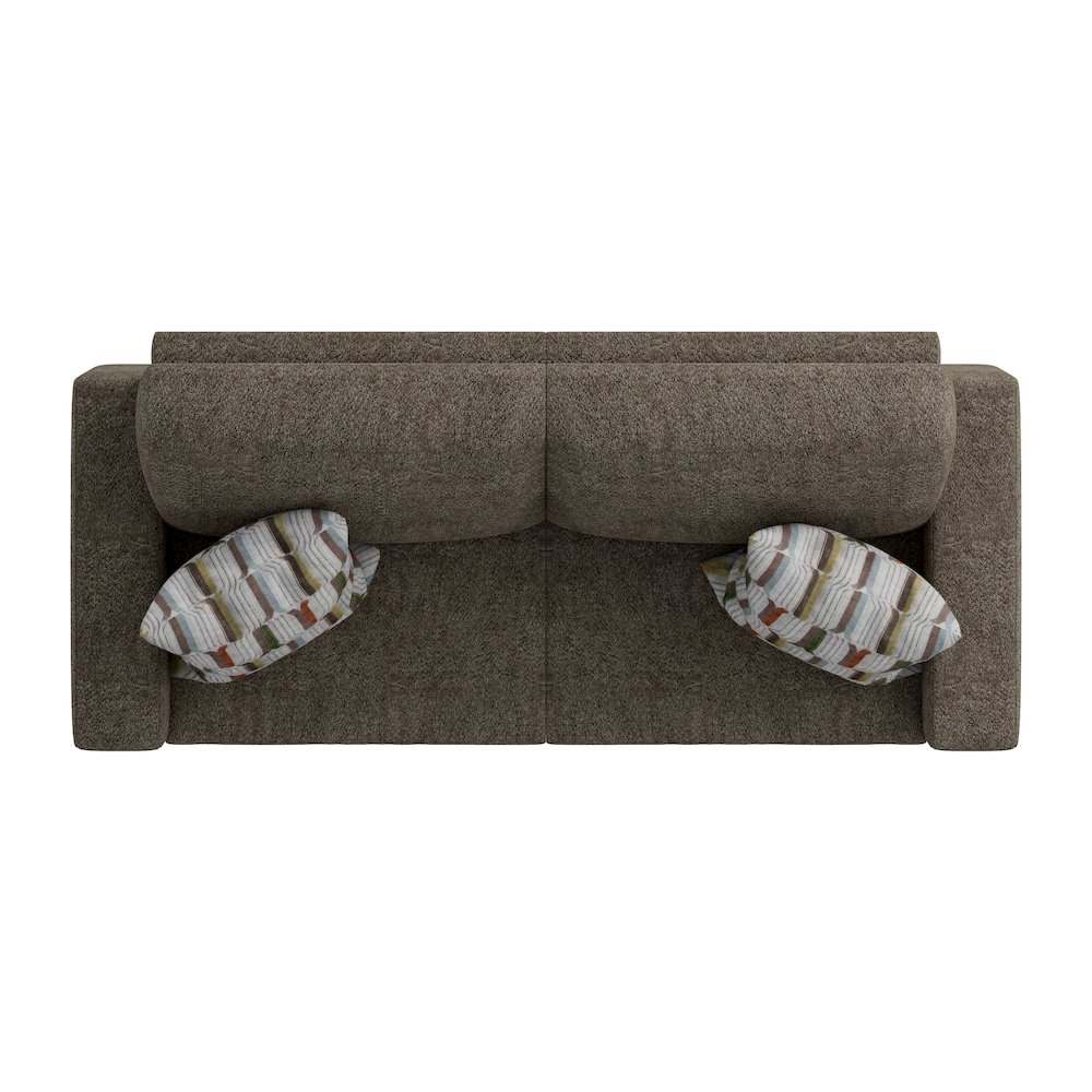 Small Space Sofa in Elegant Textured Mocha Boucle Fabric. Picture 5