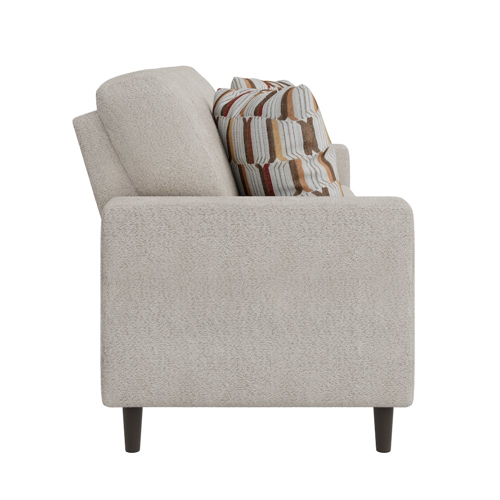 Small Space Sofa in Elegant Textured Sand Boucle Fabric. Picture 3