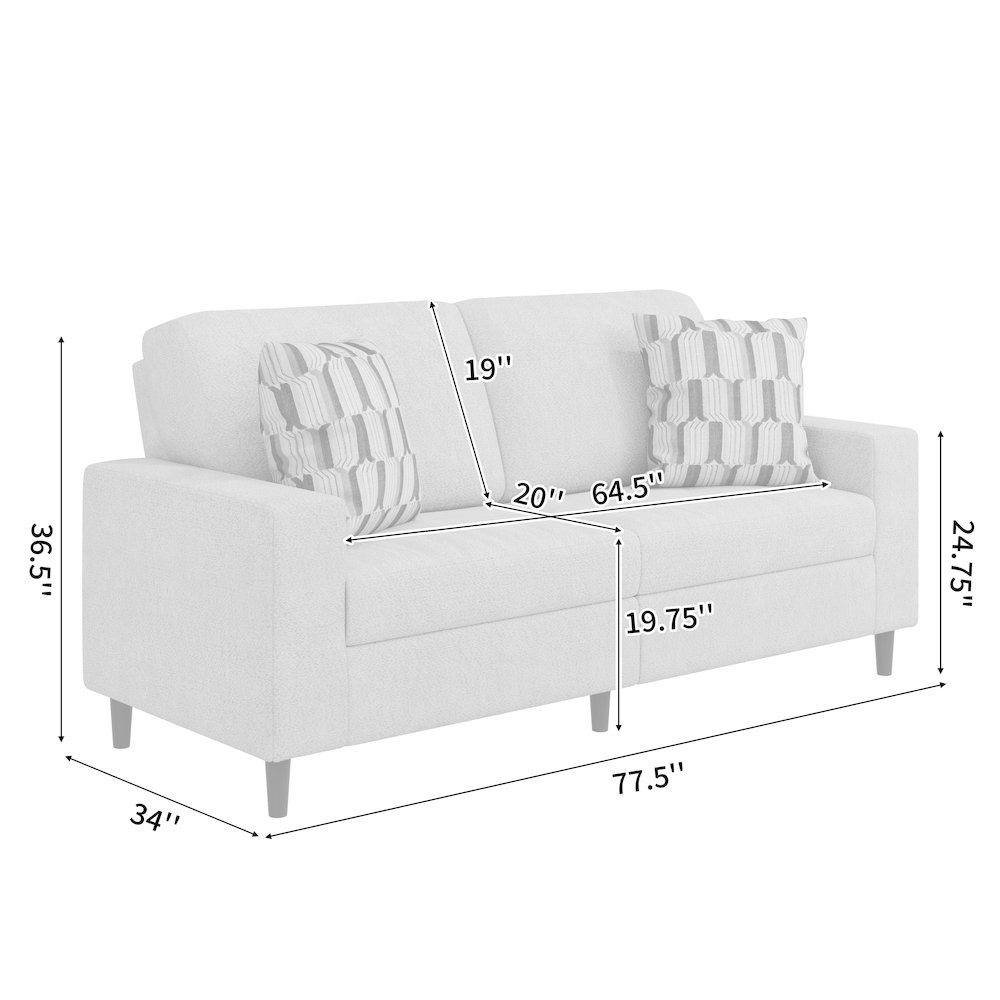 Small Space Sofa in Elegant Textured Sand Boucle Fabric. Picture 7