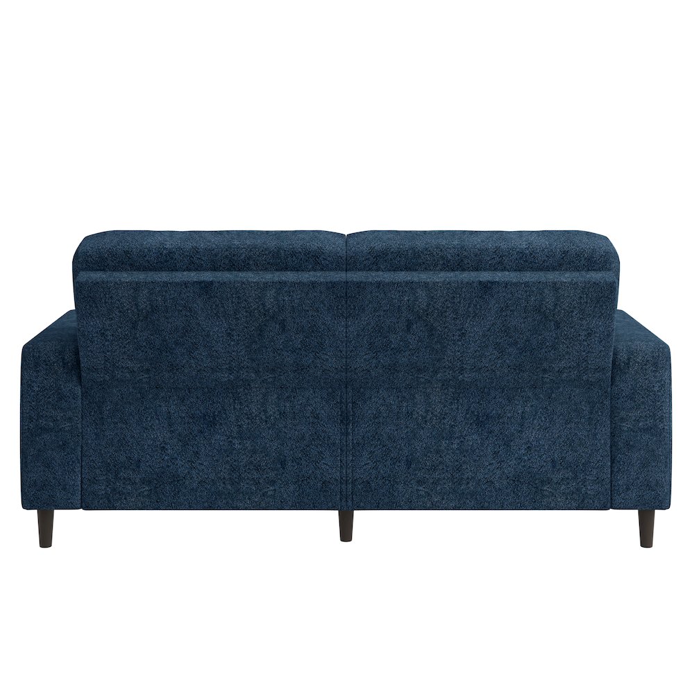 Small Space Sofa in Elegant Textured Blue Boucle Fabric. Picture 4