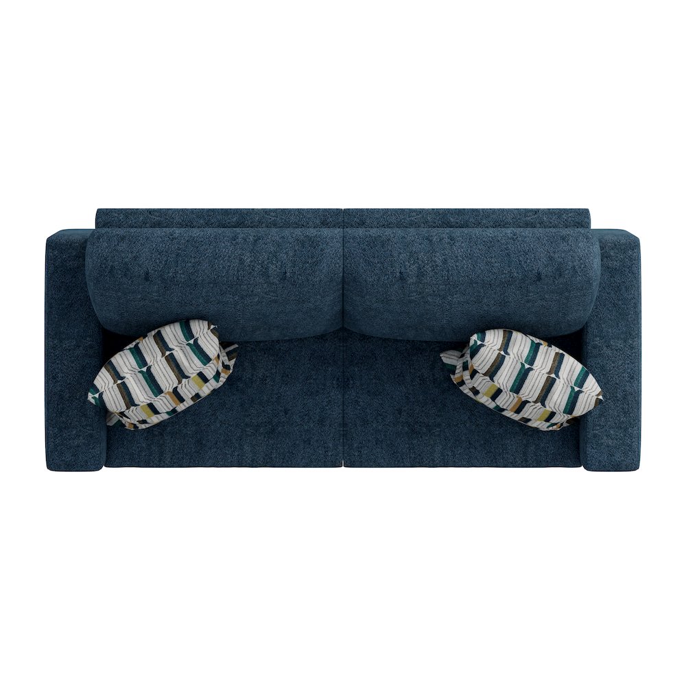 Small Space Sofa in Elegant Textured Blue Boucle Fabric. Picture 5
