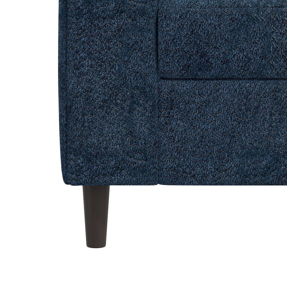 Small Space Sofa in Elegant Textured Blue Boucle Fabric. Picture 6