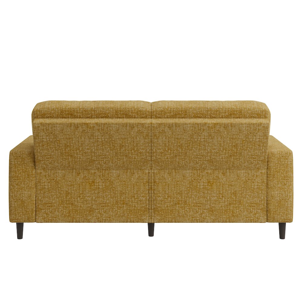 Small Space Sofa in Textured Mustard Yellow Chenille Fabric. Picture 4