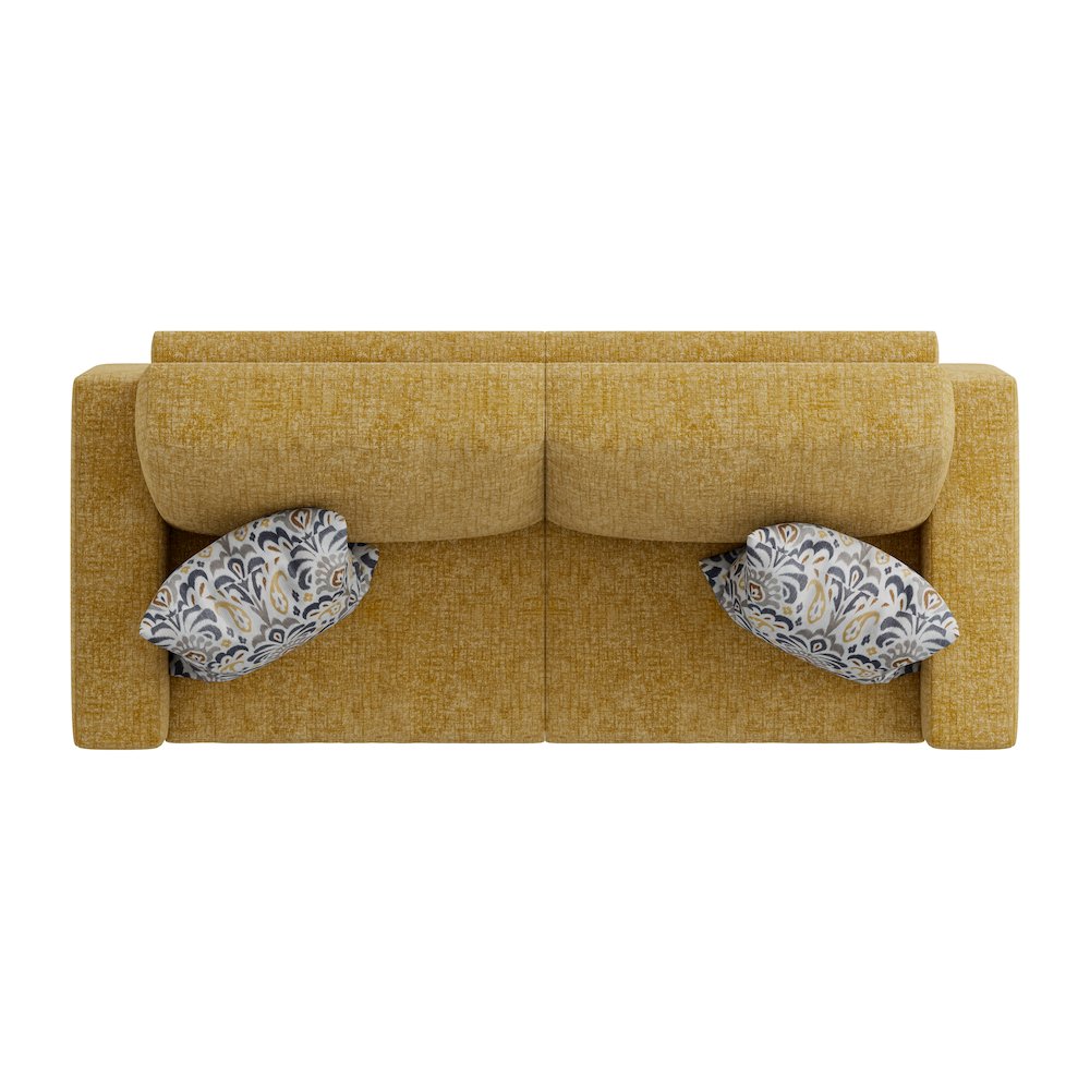 Small Space Sofa in Textured Mustard Yellow Chenille Fabric. Picture 5