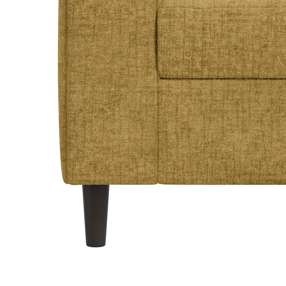Small Space Sofa in Textured Mustard Yellow Chenille Fabric. Picture 6