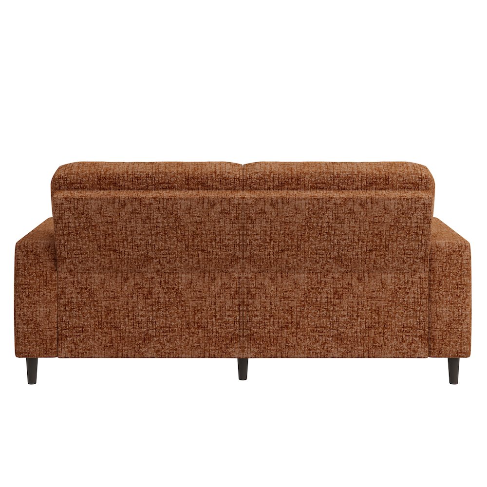 Small Space Sofa in Textured Terra Cotta Red Chenille Fabric. Picture 4