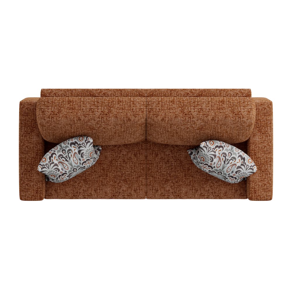 Small Space Sofa in Textured Terra Cotta Red Chenille Fabric. Picture 5