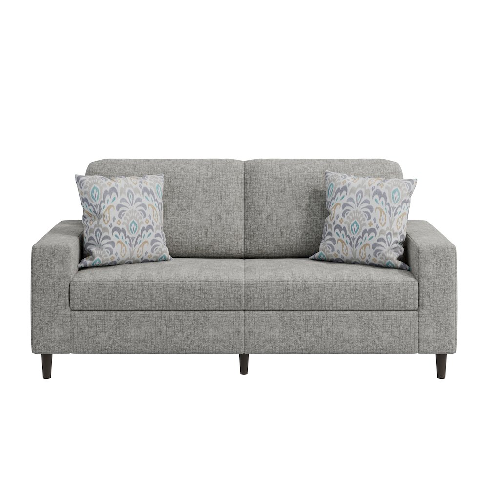 Small Space Sofa in Textured Sliver Pearl Chenille Fabric. Picture 2