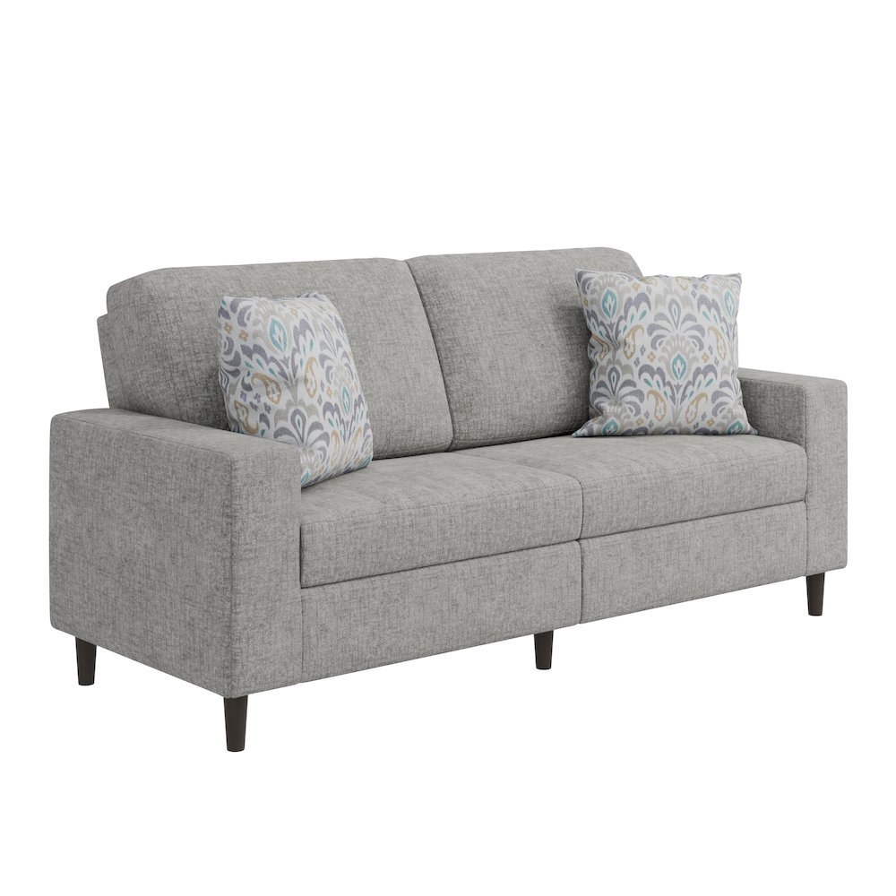Small Space Sofa in Textured Sliver Pearl Chenille Fabric. Picture 1