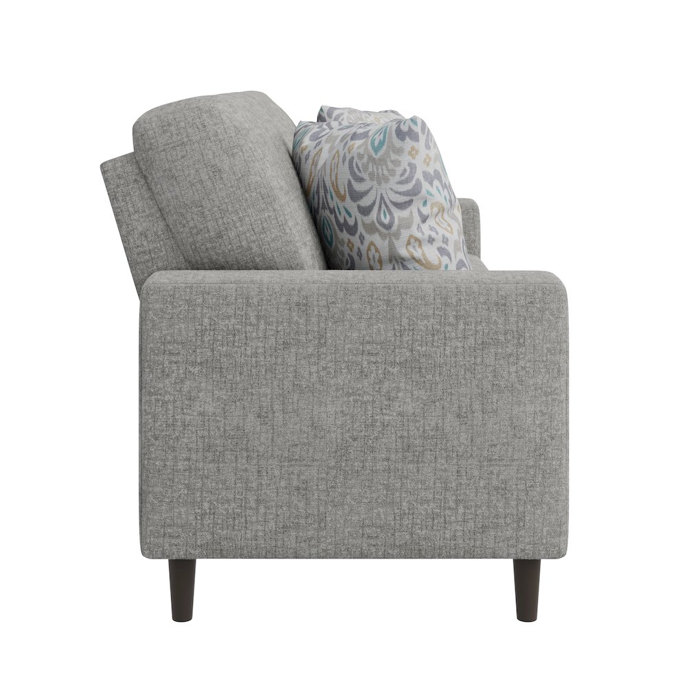 Small Space Sofa in Textured Sliver Pearl Chenille Fabric. Picture 3