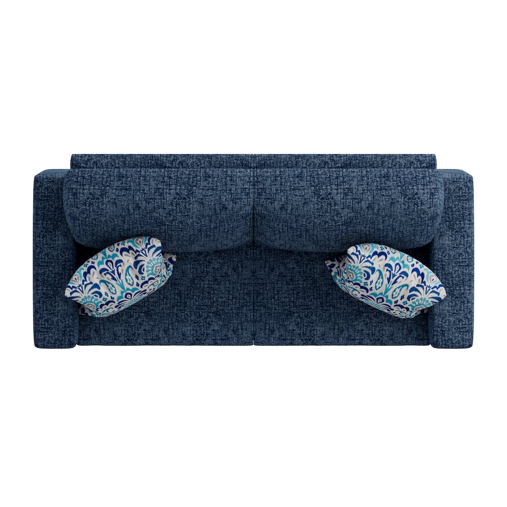 Small Space Sofa in Textured Navy Blue Chenille Fabric. Picture 5
