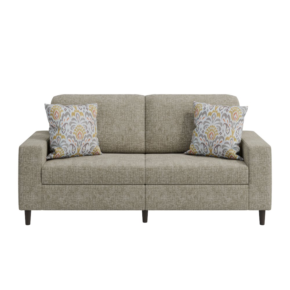 Small Space Sofa in Textured Taupe Chenille Fabric. Picture 2