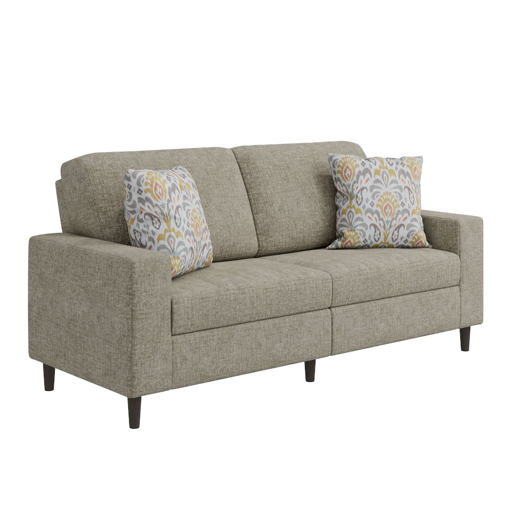 Small Space Sofa in Textured Taupe Chenille Fabric. Picture 1