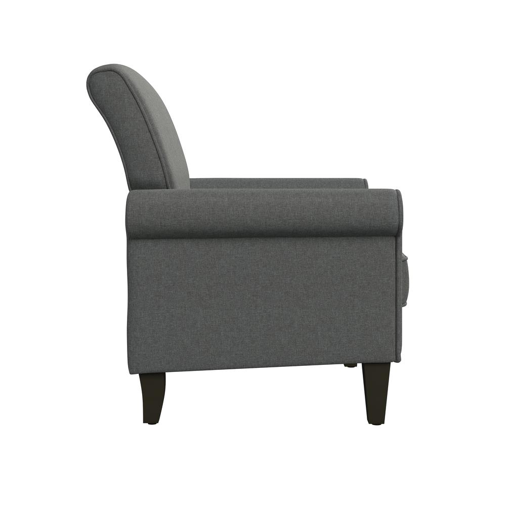 Traditional Armchair with Nailheads in Charcoal Grey Linen. Picture 3