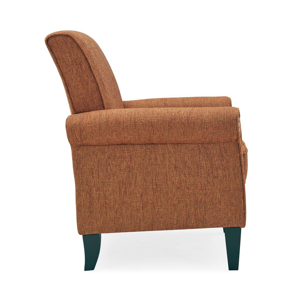 Traditional Armchair with Nailheads in Orange Tweed. Picture 4