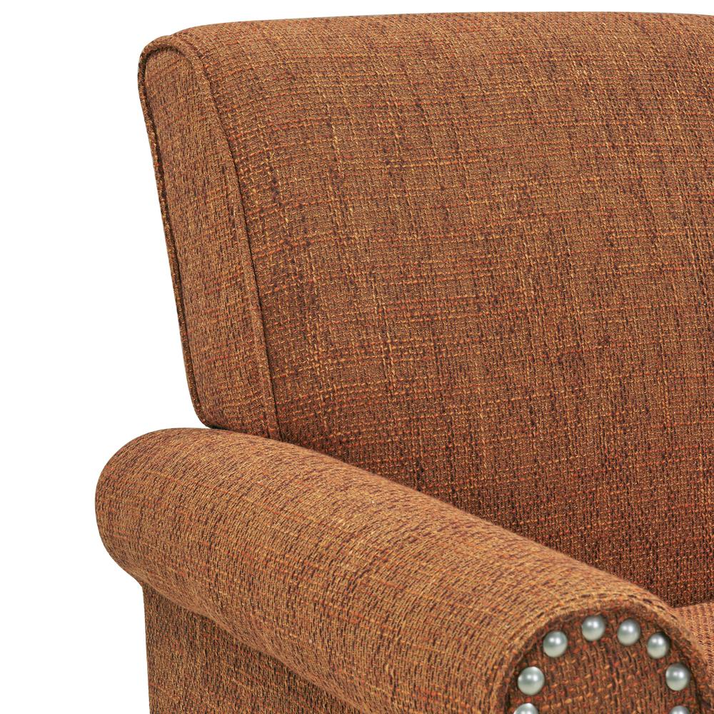 Traditional Armchair with Nailheads in Orange Tweed. Picture 6