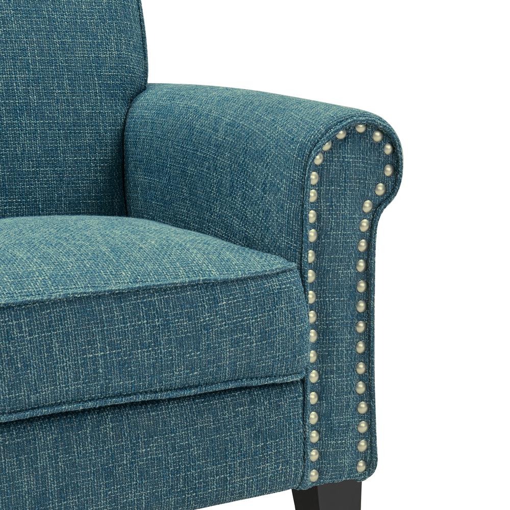 Traditional Armchair with Nailheads in Blue Tweed. Picture 6