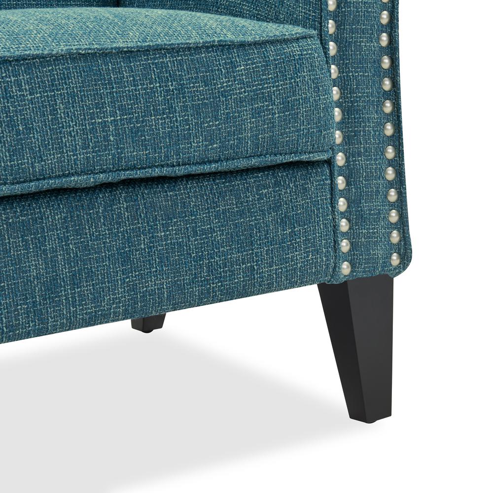 Traditional Armchair with Nailheads in Blue Tweed. Picture 7