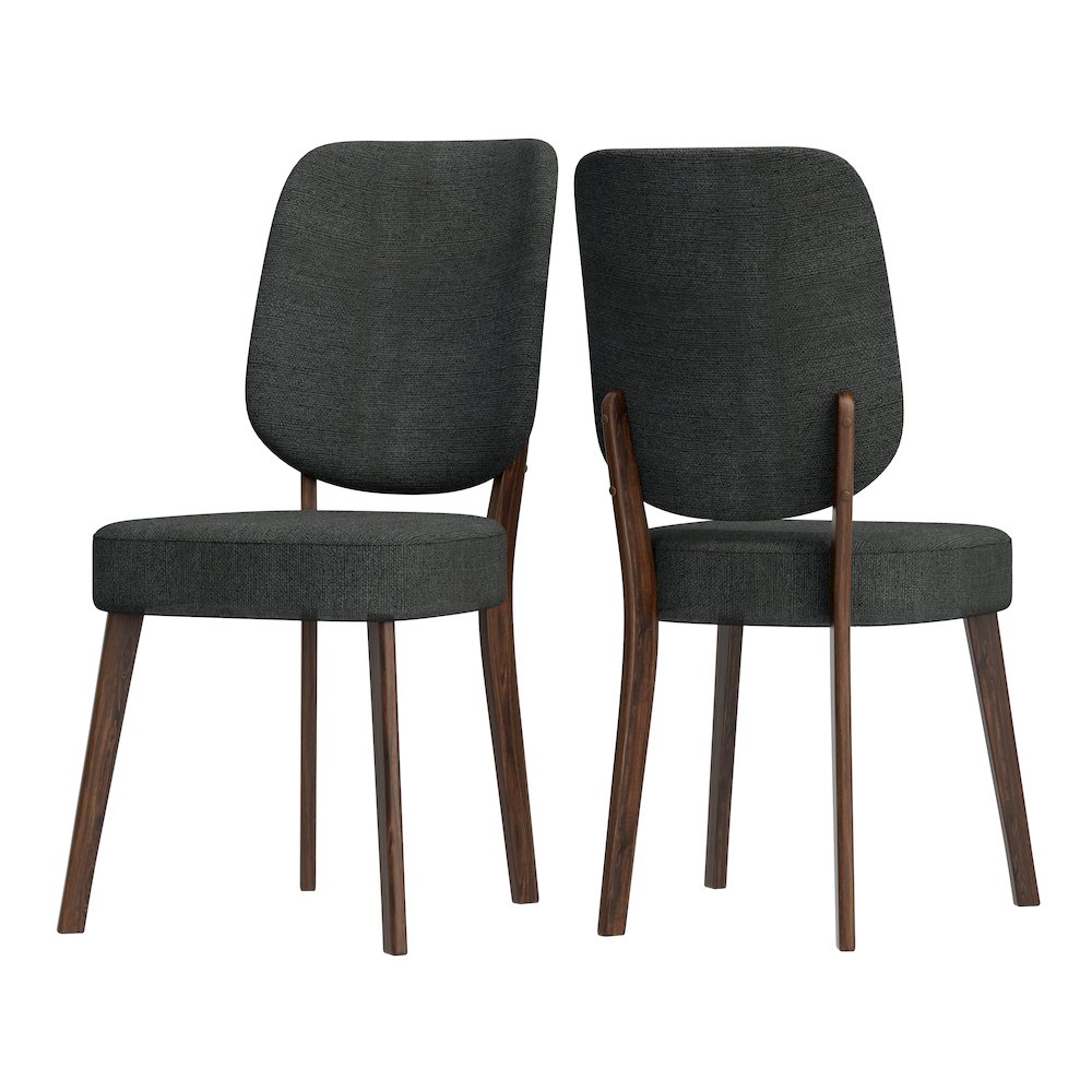 Upholstered Charcoal Gray Armless Dining Chairs (Set of 2). Picture 2
