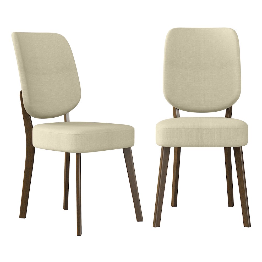 Upholstered Oatmeal Tan Armless Dining Chairs (Set of 2). Picture 1