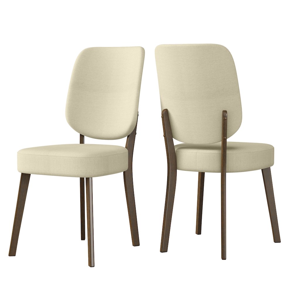 Upholstered Oatmeal Tan Armless Dining Chairs (Set of 2). Picture 2