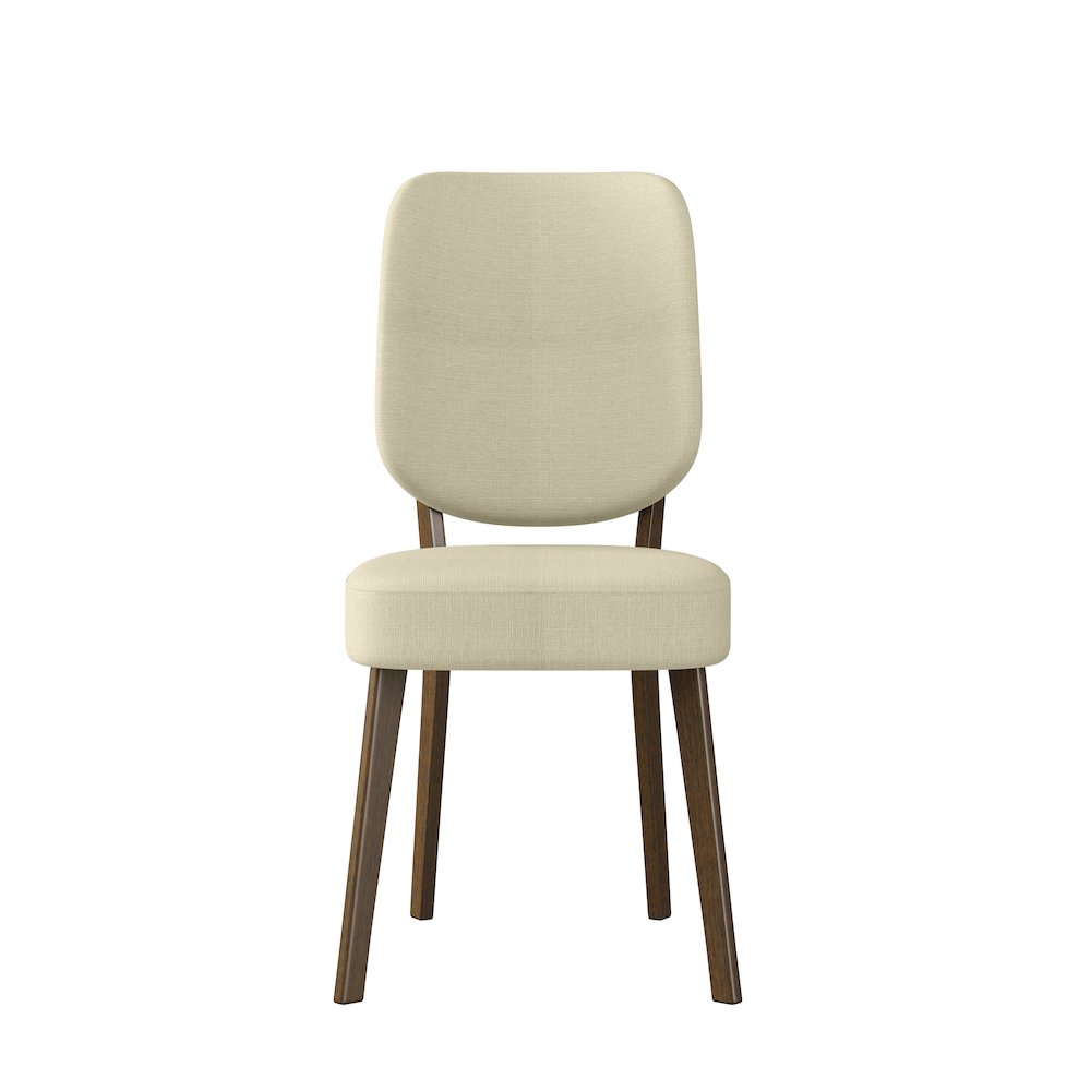 Upholstered Oatmeal Tan Armless Dining Chairs (Set of 2). Picture 3