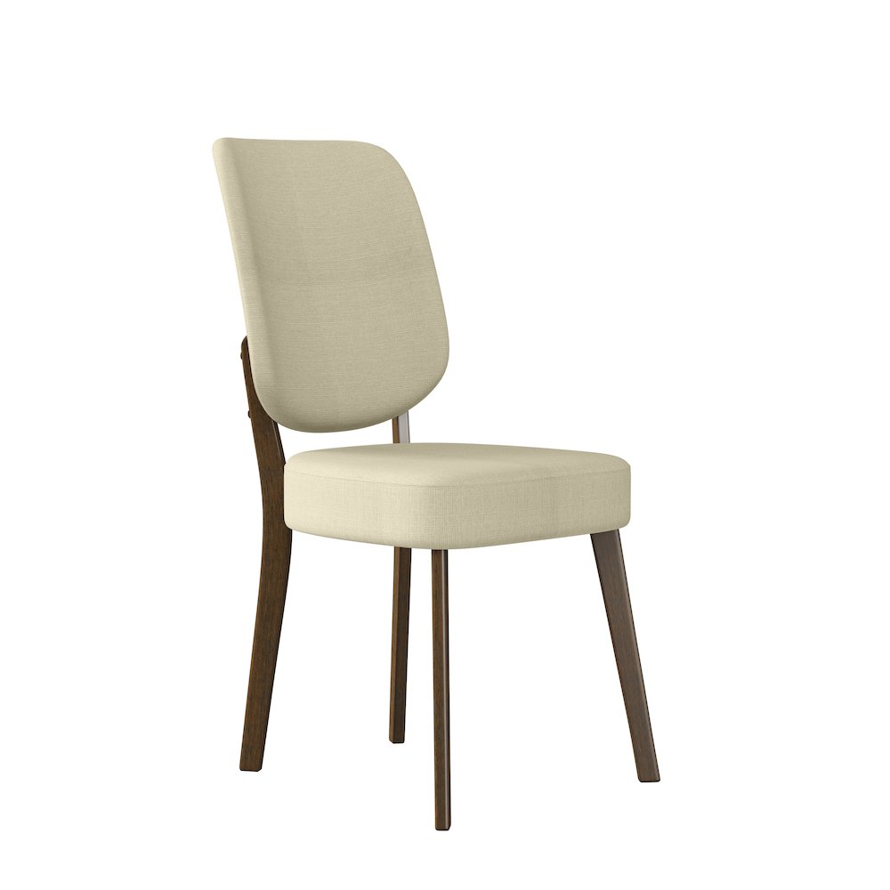 Upholstered Oatmeal Tan Armless Dining Chairs (Set of 2). Picture 4