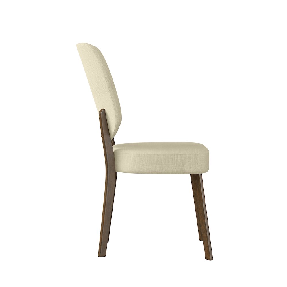 Upholstered Oatmeal Tan Armless Dining Chairs (Set of 2). Picture 5