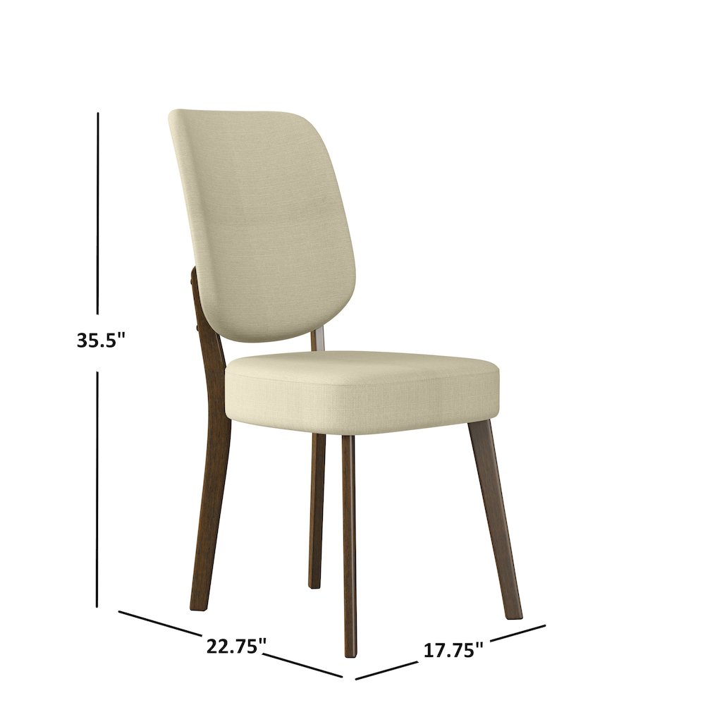 Upholstered Oatmeal Tan Armless Dining Chairs (Set of 2). Picture 8