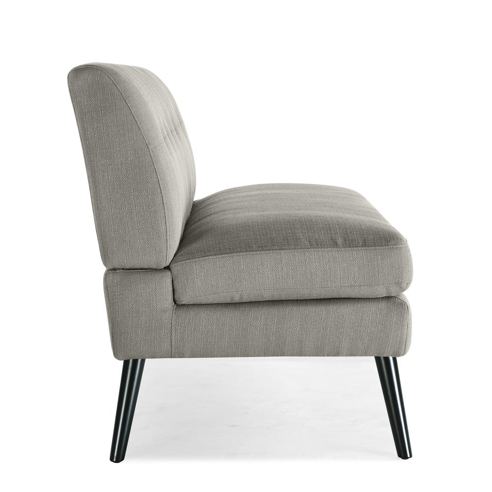 Armless Loveseat in Dove Grey Linen with Espresso Legs. Picture 5