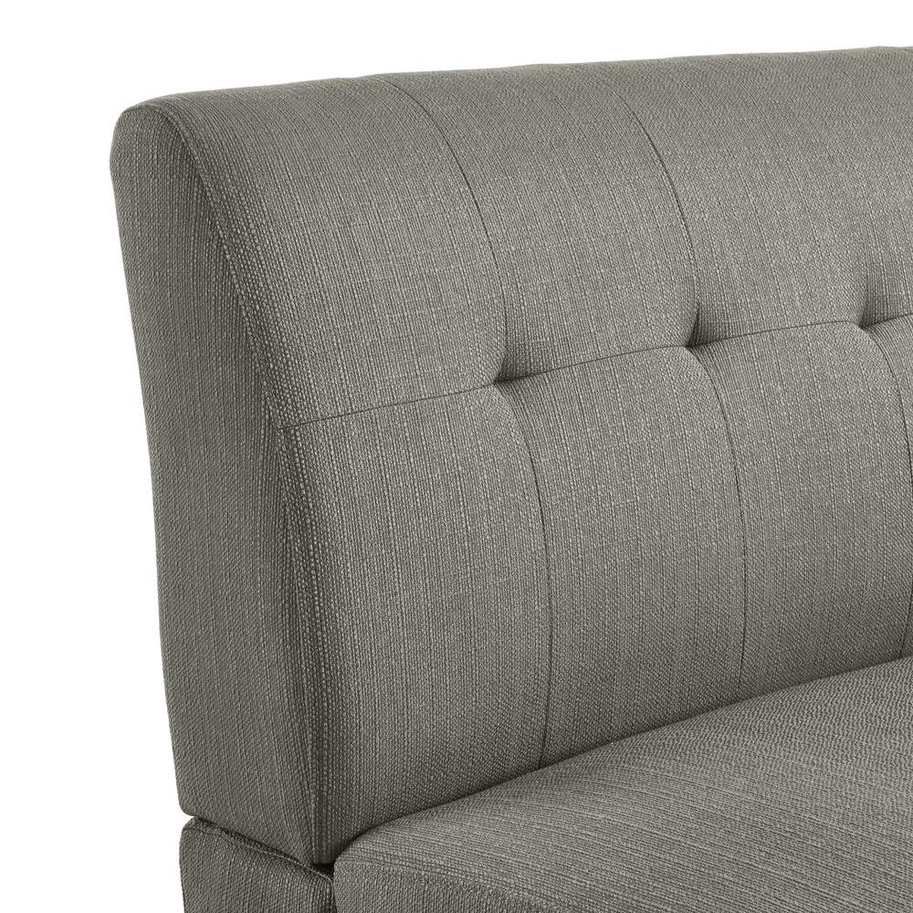 Armless Loveseat in Dove Grey Linen with Espresso Legs. Picture 6
