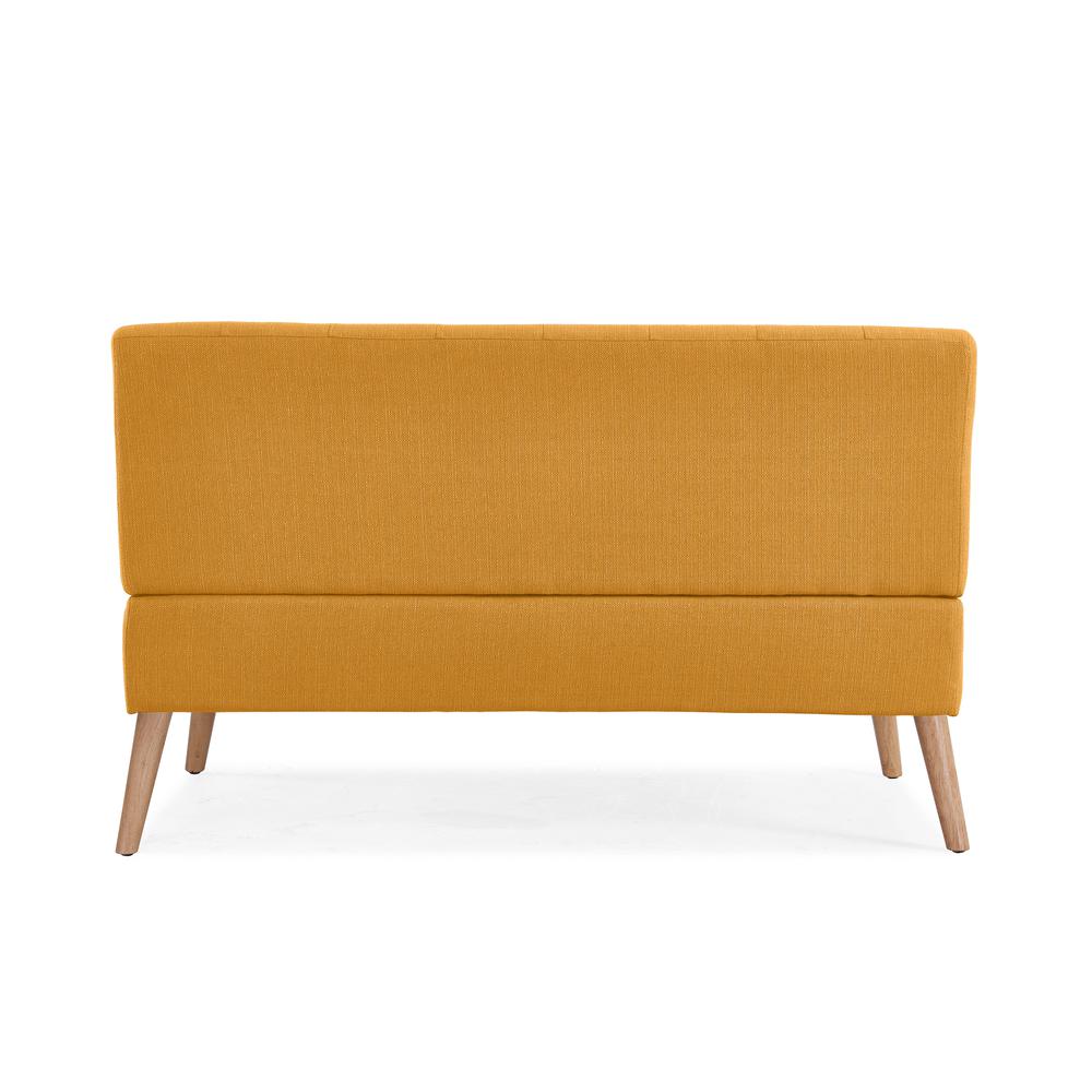 Armless Loveseat in Mustard Yellow Linen with Natural Legs. Picture 4
