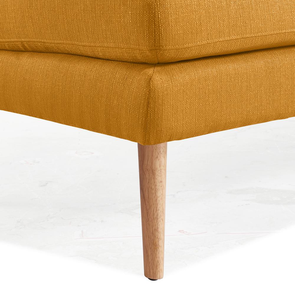 Armless Loveseat in Mustard Yellow Linen with Natural Legs. Picture 7