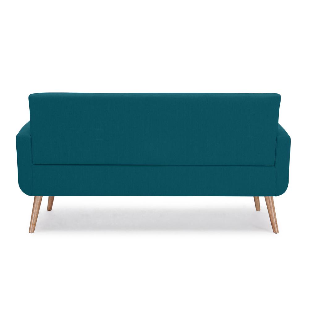 Sofa in Peacock Blue Linen with Natural Legs. Picture 4